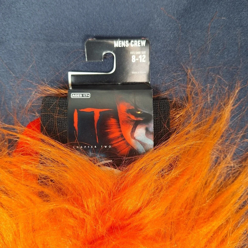 New IT Chapter Two Pennywise Crew Socks Hairy Orange Wig 🤡Bioworld Mens OneSize